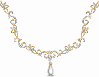 50% OFF on Ciemme 5.30 CT Romantic Fancy Cubic Zirconia 18K Yellow Gold Plated Silver Necklace
