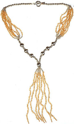 Exotic India Beaded Shower Citrine Sterling Silver Necklace