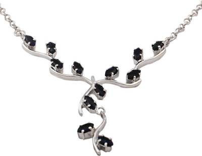 55% OFF on Sparkling Drop Sapphire Sterling Silver Plated Silver Necklace