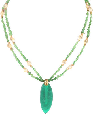 51% OFF on Sparkling Drop Citrine, Tsavorite Brass Necklace