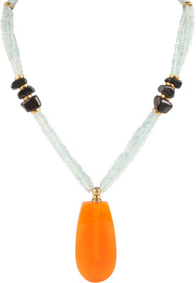 51% OFF on Sparkling Drop Aquamarine Brass Necklace