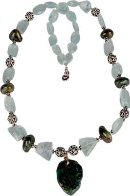 51% OFF on Sparkling Drop Aquamarine Stone Necklace
