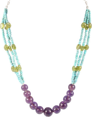 51% OFF on Sparkling Drop Amethyst, Peridot, Turquoise Brass Necklace
