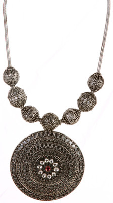 Exotic India Sterling With Large Pendant Zircon Sterling Silver Necklace
