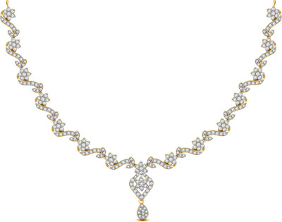 50% OFF on Ciemme 7.07 CT Unusual Floral Cubic Zirconia 18K Yellow Gold Plated Silver Necklace