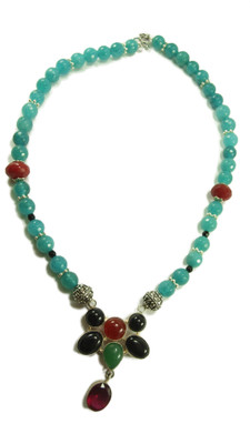 11% OFF on Mangai Agate Alloy, Silver Necklace