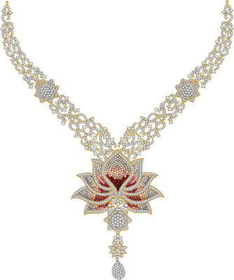 23% OFF on Ciemme 31.69 CT Classic Lotus Style Cubic Zirconia 18K Yellow Gold Plated Silver Necklace