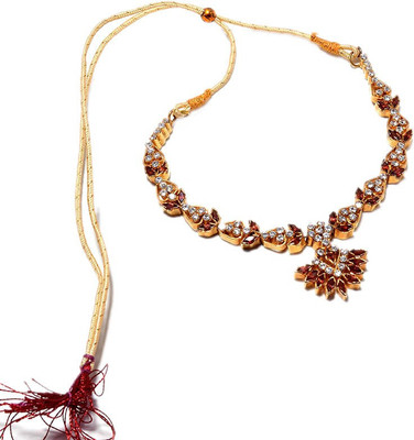 54% OFF on Jewar Mandi Latest Jewellery Cubic Zirconia Rhodium Plated Alloy Necklace