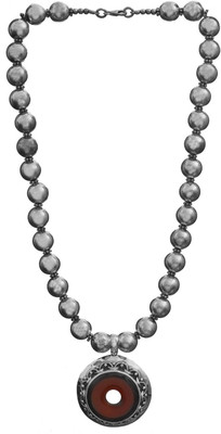 Exotic India Donut Carnelian Sterling Silver Necklace