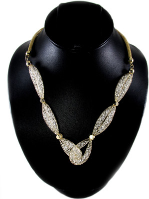 44% OFF on American Diamond Cubic Zirconia 18K Yellow Gold Plated Copper Necklace