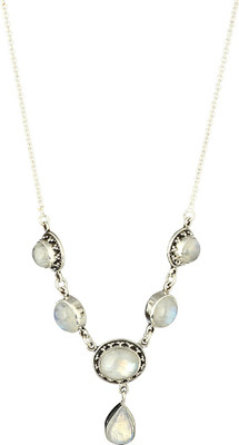 Exotic India Rainbow Moonstone Sterling Silver Necklace