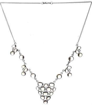 Exotic India Stylish Citrine Sterling Silver Necklace