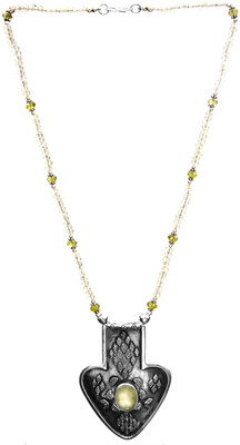 Exotic India Faceted Peridot Sterling Silver Necklace