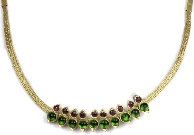 7% OFF on Silverwala Spinel Yellow Gold Plated Silver Necklace