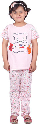 Vivid Bharti Printed Rich Cotton Girl's Printed Top & Pyjama Set
