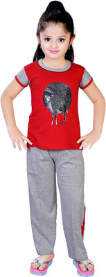 50% OFF on 13in Girl's Printed Top & Pyjama Set