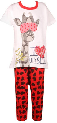 Jazzup Girl's Printed Top & Pyjama Set