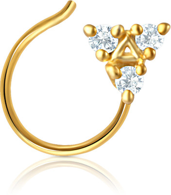 Mahi Trillium Crystal 24K Yellow Gold Plated Brass, Alloy Nose Ring