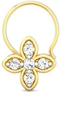 19% OFF on Candere Rudra Diamond Nose Pin Rhodium Plated Yellow Gold Nose Stud