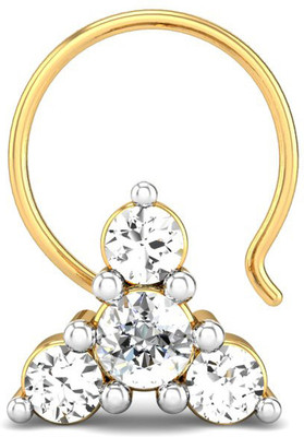 14% OFF on Candere Aagam Rhodium Plated Yellow Gold Nose Ring