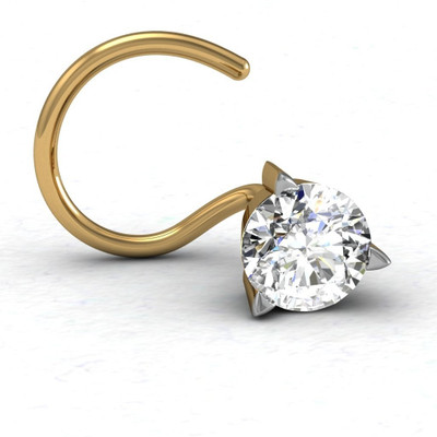 KuberBox 0.09 Carat 3 Prongs Yellow Gold Nose Stud
