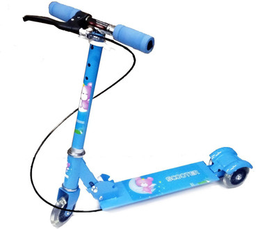 WonderKart Height Adjustable 3 Wheels Kids Scooter With Brake & Led Lights In Wheels (Blue)