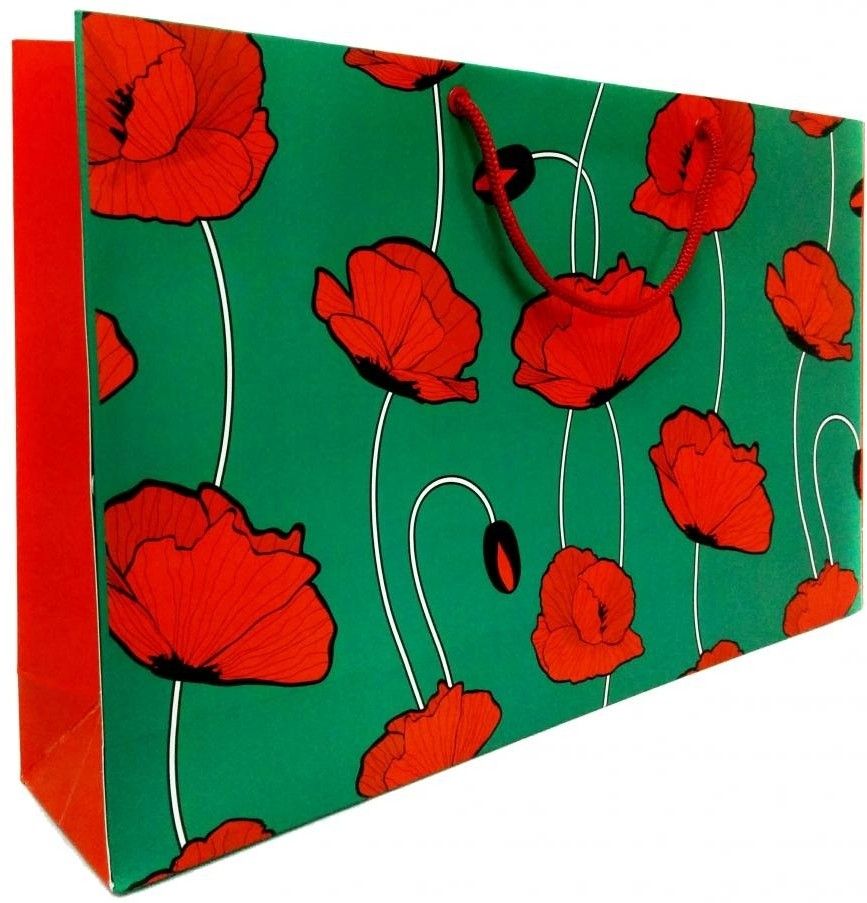PrintSpeaks Red Flowers Design Large Contemporary Printed Party Bag