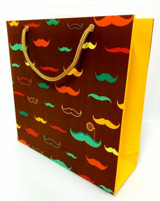 PrintSpeaks Mustachio Design Medium Contemporary Printed Party Bag