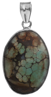 Exotic India Spider's Web Turquoise Sterling Silver Pendant