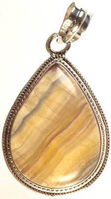 Exotic India Fluorite Teardrop Sterling Silver Pendant