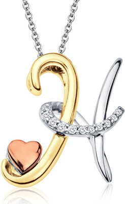 60% OFF on Aamanat Initial H 18K Yellow Gold Plated Swarovski Crystal Sterling Silver Pendant