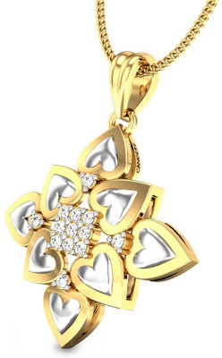 Candere Little Hearts Diamond Rhodium Plated 14K Yellow Gold Pendant