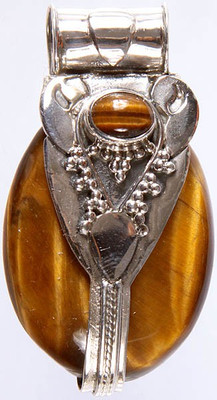 Exotic India Tiger Eye Sterling Silver Pendant