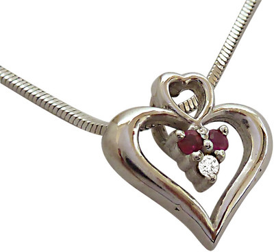 19% OFF on Surat Diamond Diamond, Ruby Sterling Silver Pendant