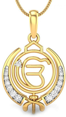 Candere Akal Olalo Rhodium Plated Diamond Yellow Gold Pendant