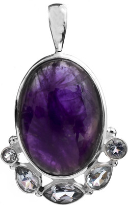 Exotic India Designer Amethyst, Topaz Sterling Silver Pendant