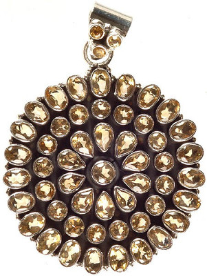 Exotic India Faceted Bonanza Citrine Sterling Silver Pendant Exotic India Faceted Bonanza Citrine Sterling Silver Pendant