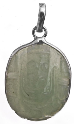 Exotic India Lord Ganesha Aquamarine Sterling Silver Pendant