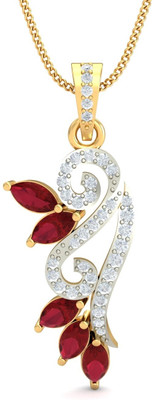 30% OFF on KuberBox Geetika Ruby 14K Diamond Yellow Gold Pendant