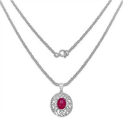 61% OFF on Johareez Rhodium Plated Ruby Sterling Silver Pendant