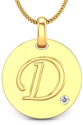 Candere Initials D Aesthetic Embossed 18K Diamond Yellow Gold Pendant