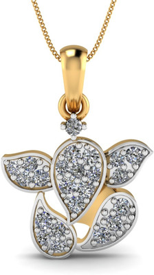 KuberBox Pave Ganesha 18K Diamond Yellow Gold Pendant
