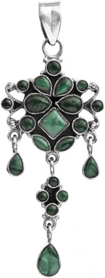 Exotic India Designer Malachite Sterling Silver Pendant