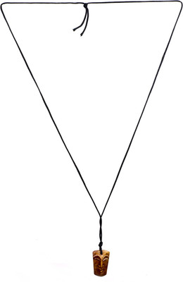 Exotic India Tribal Face Pendant with Cord Carved Stone from Mahabalipuram Stone Pendant