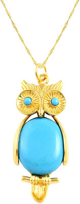 73% OFF on Exxotic Jewelz Owl Vintage Fashion 22K Yellow Gold Plated Brass Pendant
