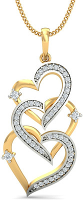 25% OFF on KuberBox Cascaded Heart 18K Yellow Gold Plated Diamond Gold Pendant
