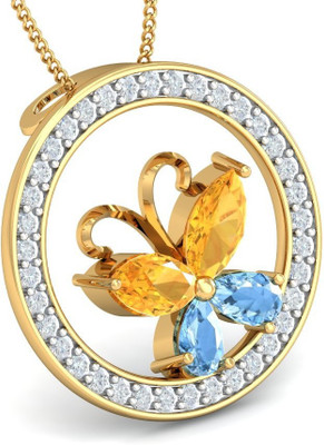 20% OFF on Aurobliss.com Ringed Butterfly 18K Cubic Zirconia Yellow Gold Pendant