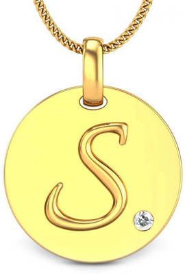 Candere Initials S Aesthetic Embossed 18K Diamond Yellow Gold Pendant