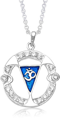 24% OFF on Taraash Blue Enamel Om Cubic Zirconia Sterling Silver Pendant