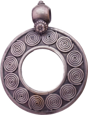 Exotic India Spiral Donut Sterling Silver Pendant